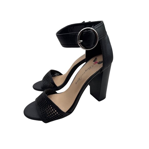 Penny Loves Kenny Size 7M  Ankle Strap High Block Heel Sandals Perforated Toe - Picture 2 of 7